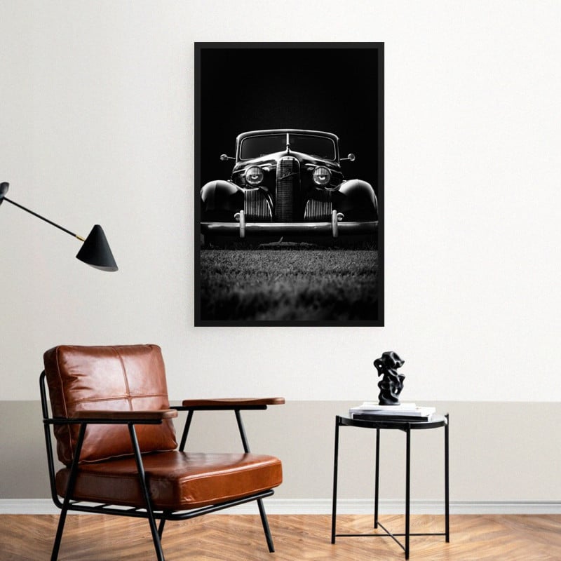 Quadro Decorativo Carro Vintage P&B