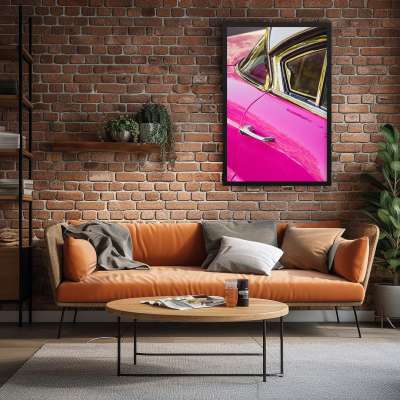 Quadro Decorativo Carro Vintage Pink