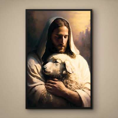 Quadro Decorativo Jesus e o Cordeiro