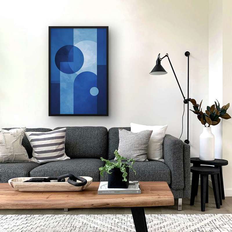 Quadro Decorativo Geométrico Tons de Azul